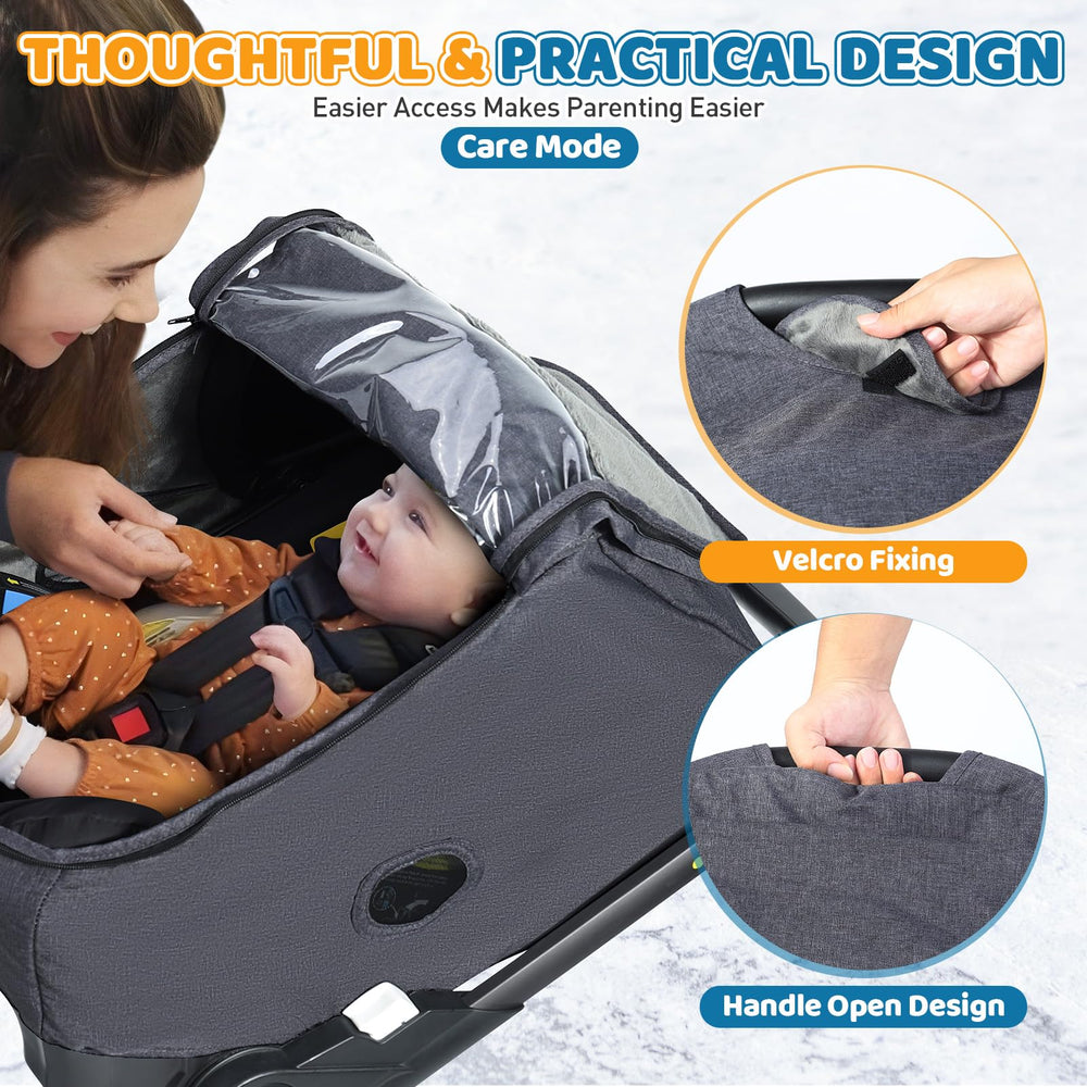 IvyWind winter carseat cover side vent maintains airflow for baby comfort