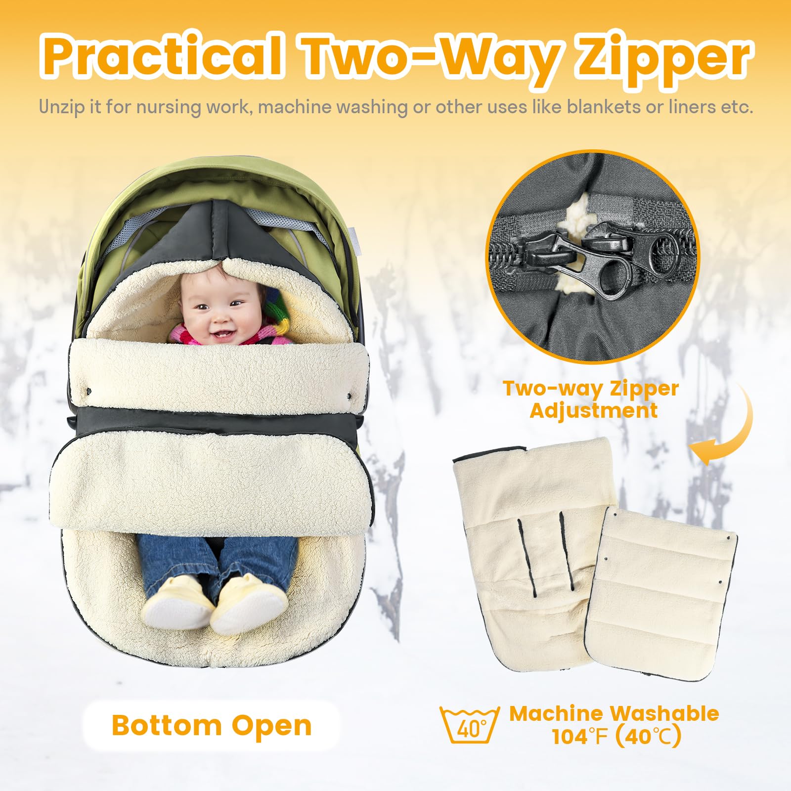 IvyWind winter-bunting-bag-inside features plush berber fleece for cozy warmth