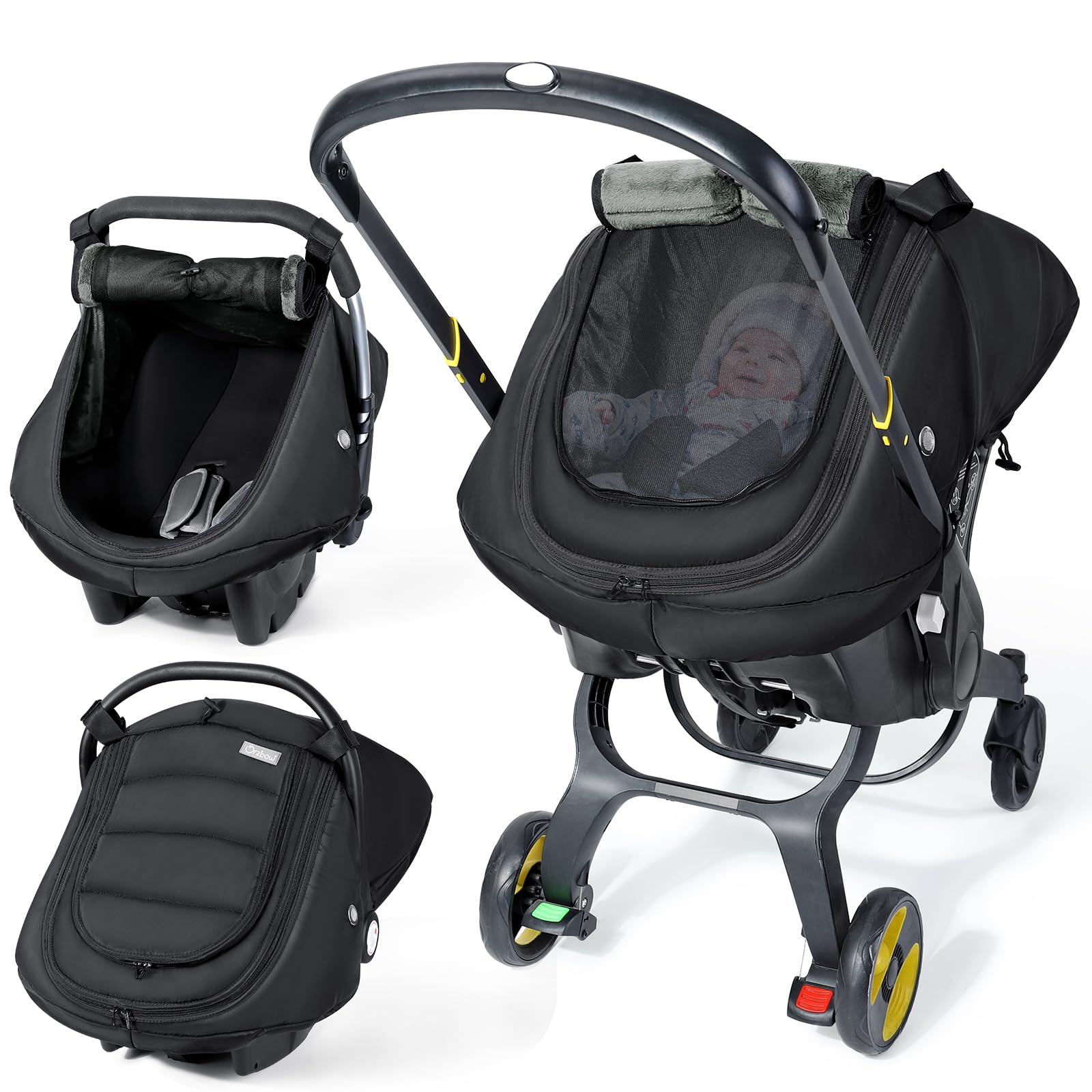 IvyWind winter car seat cover front view showing warmth and full-seat protection.