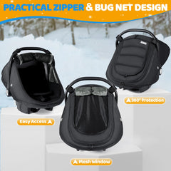 IvyWind winter car seat cover mesh window close-up demonstrates breathability and safety.