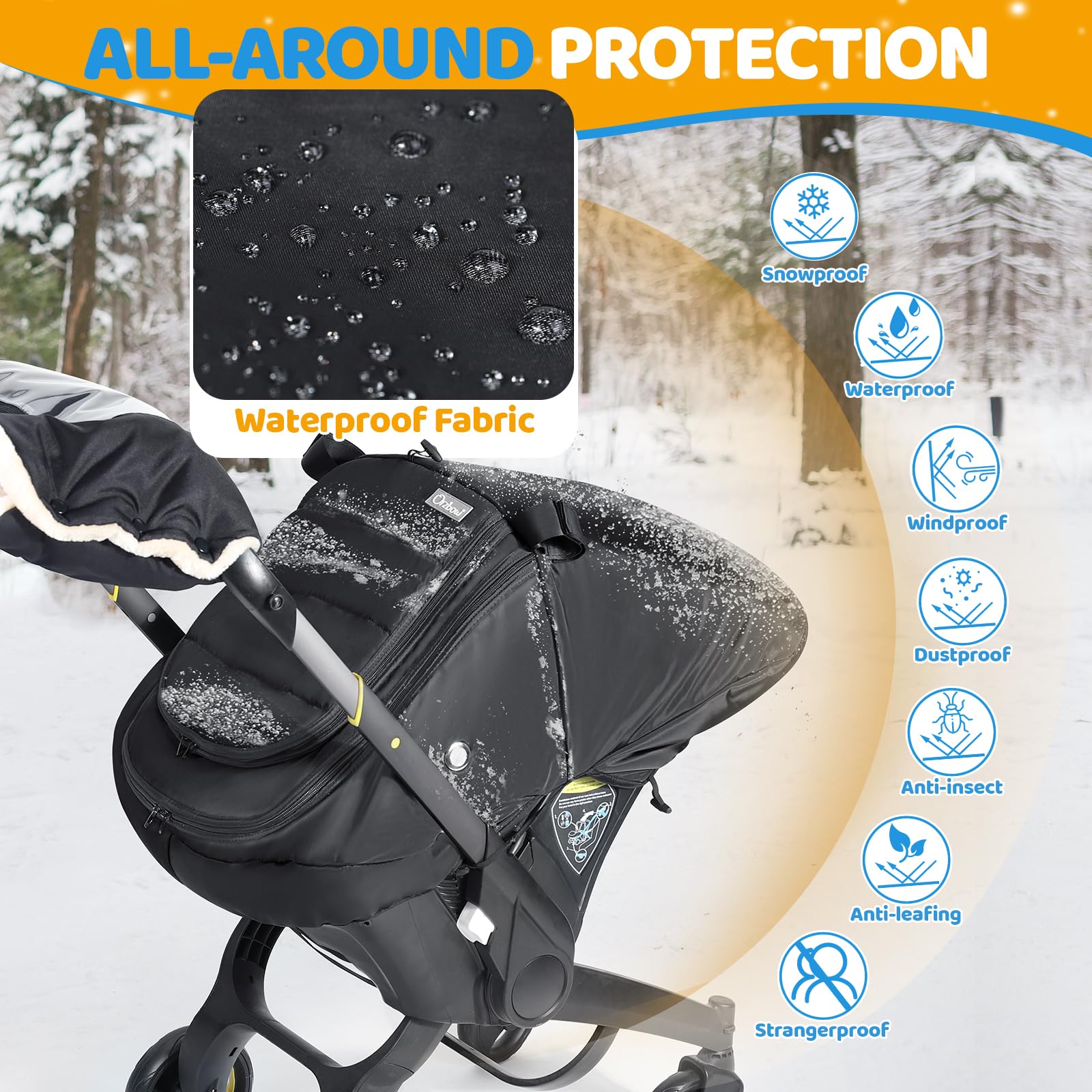 IvyWind winter car seat cover side view highlights cozy fit for cold outings.