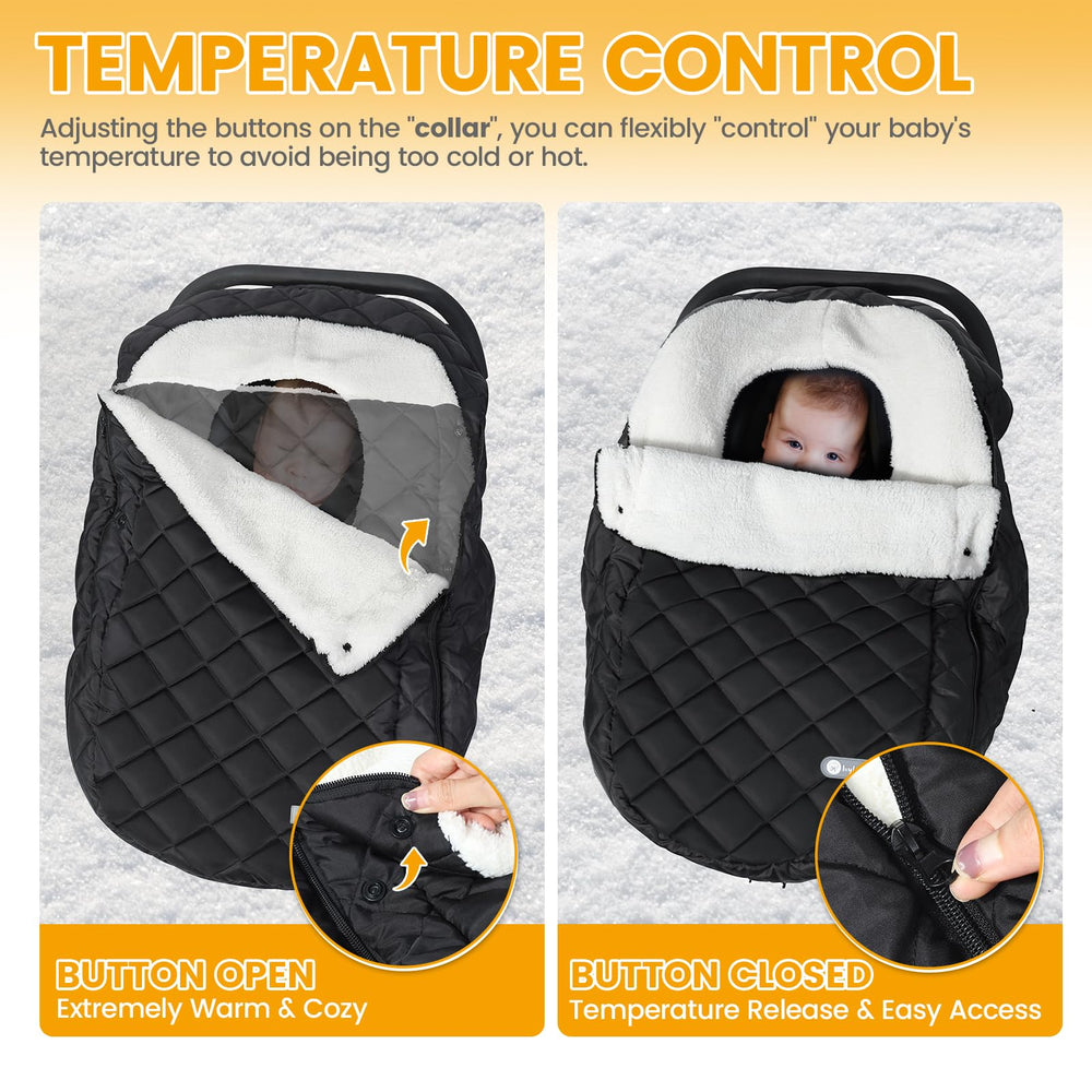 IvyWind winter car seat cover, waterproof fabric keeps baby dry in rain or snow