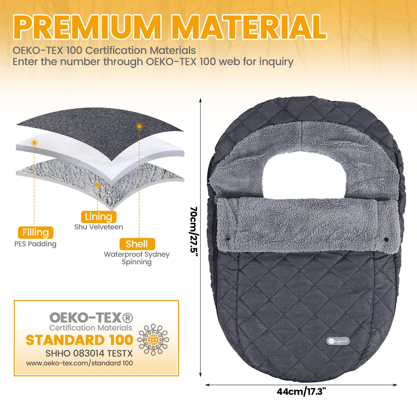 IvyWind OEKO-TEX certified material demonstrates skin-safe warmth for babies.