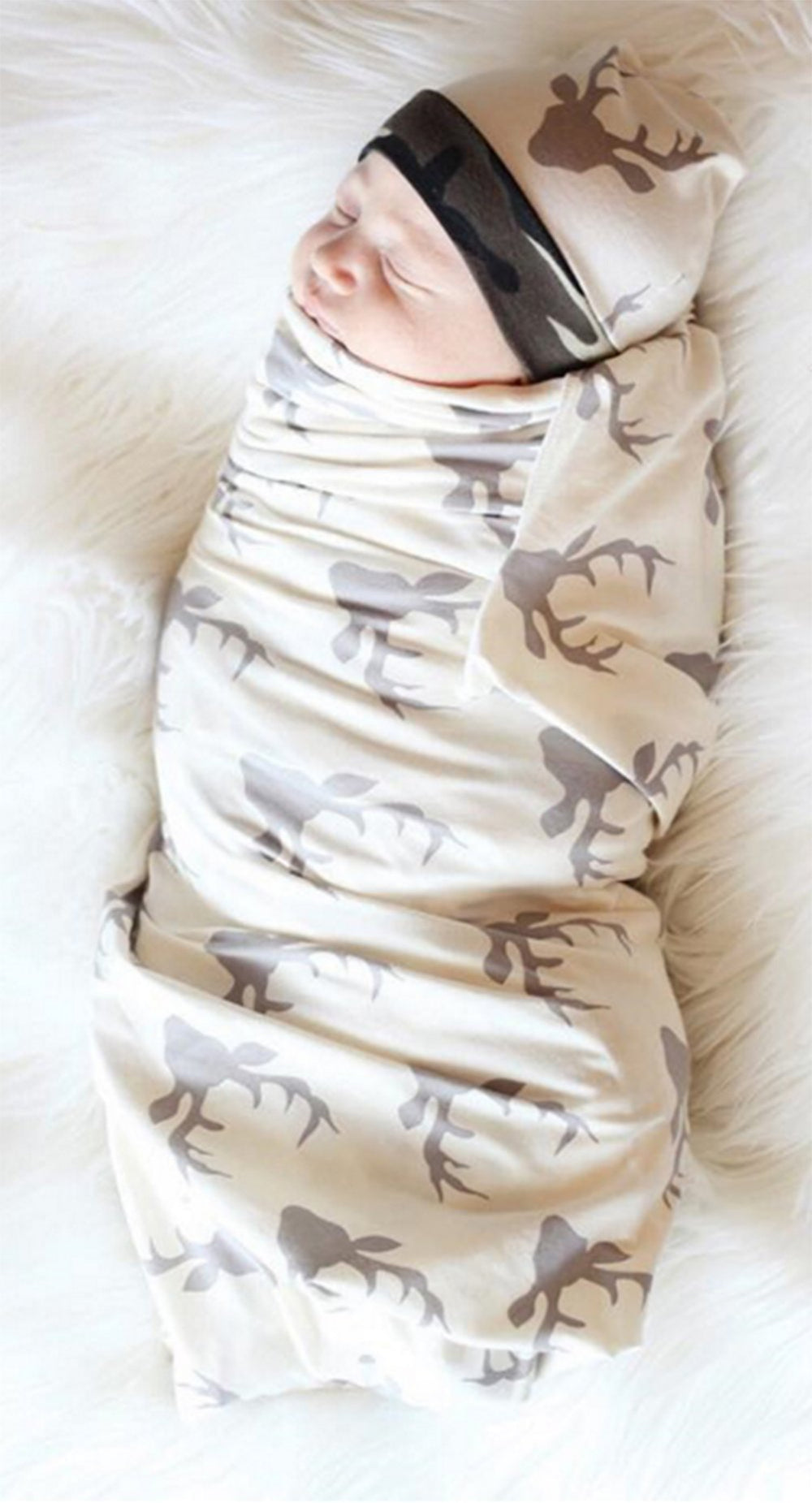 IWOKA swaddle and hat combo demonstrates easy, snug wraps
