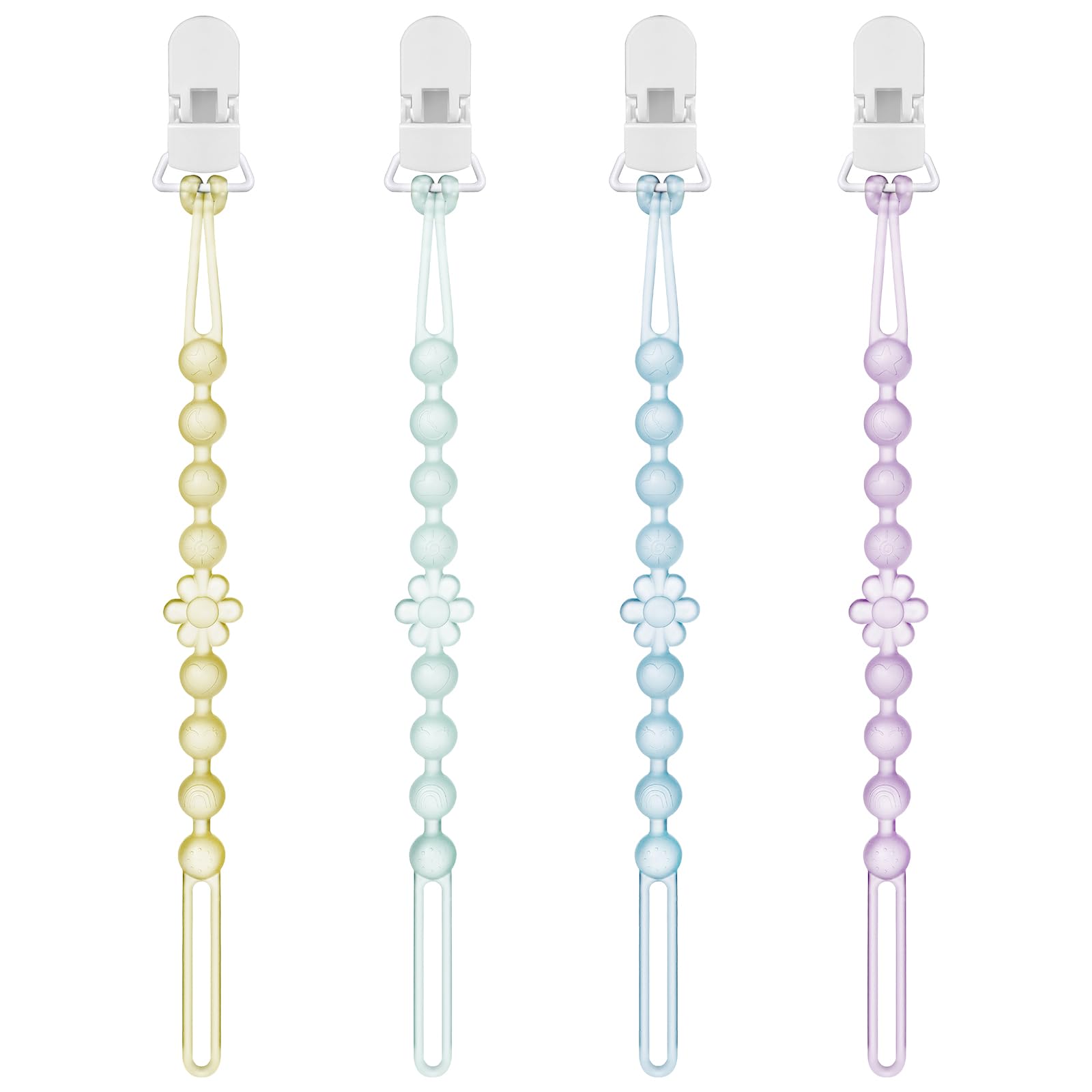 Iwooduubb silicone pacifier clip with one-piece beads for safety and ease of use