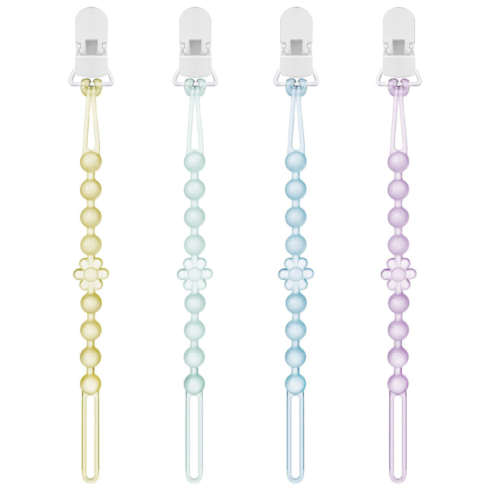 Iwooduubb silicone pacifier clip with one-piece beads for safety and ease of use