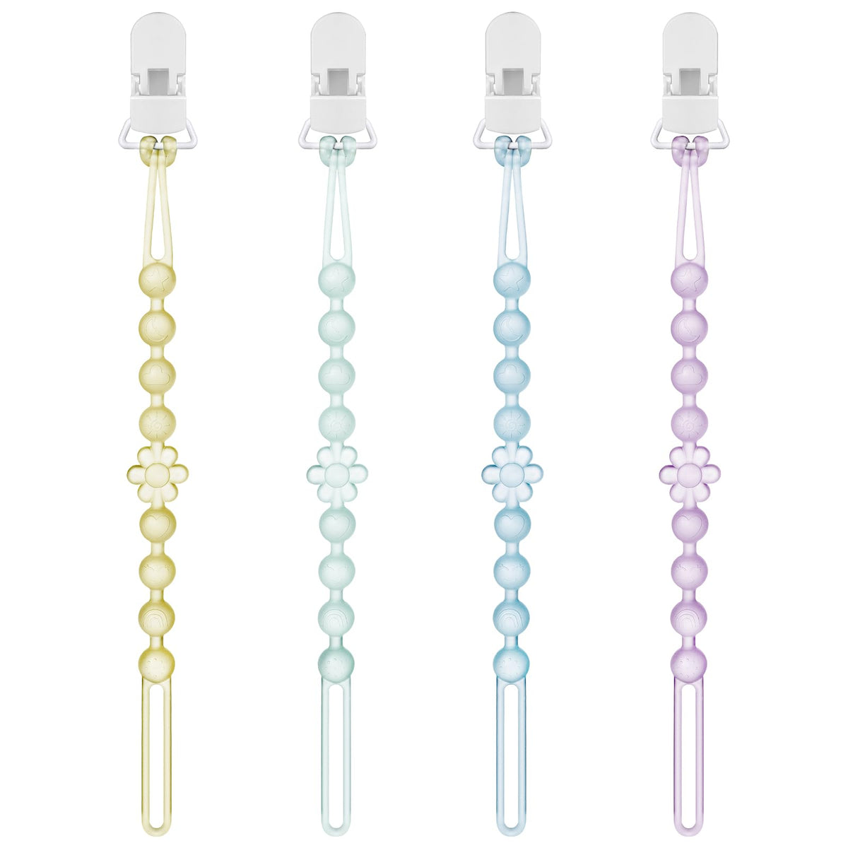 Iwooduubb silicone pacifier clip with one-piece beads for safety and ease of use