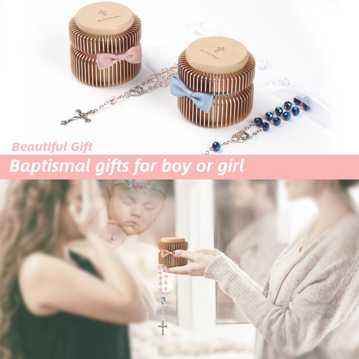iwoohome baptism gift set bow decoration adds charming presentation for ceremonies