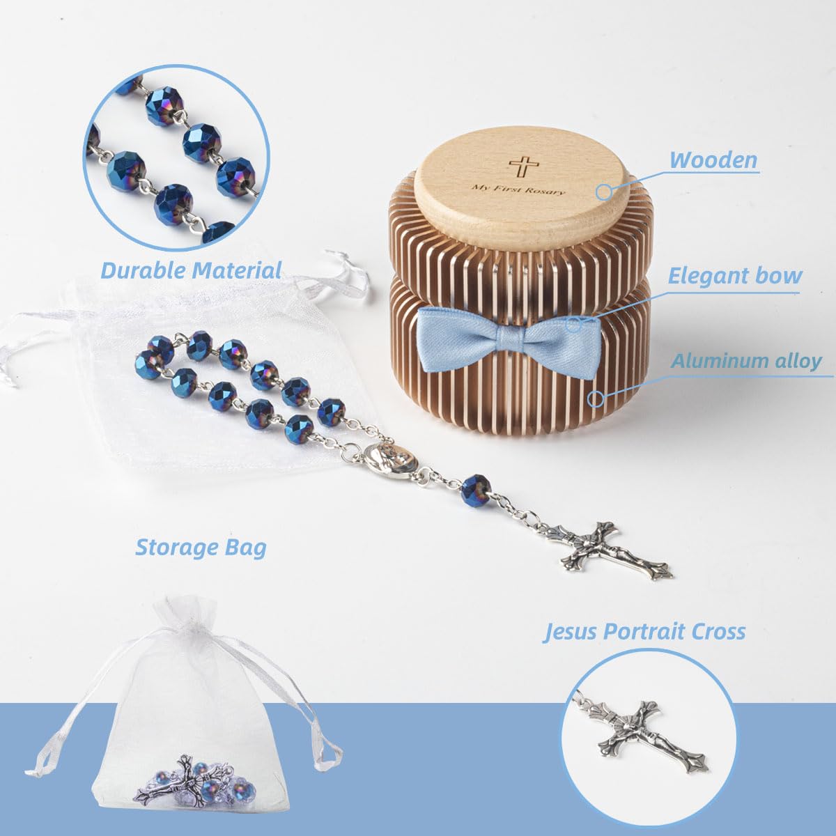 iwoohome patent-pending baptism design with bow detail for gifting appeal