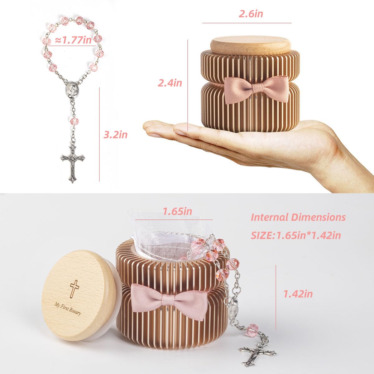 iwoohome pink rosary beads detail showcases soft color and child-friendly design
