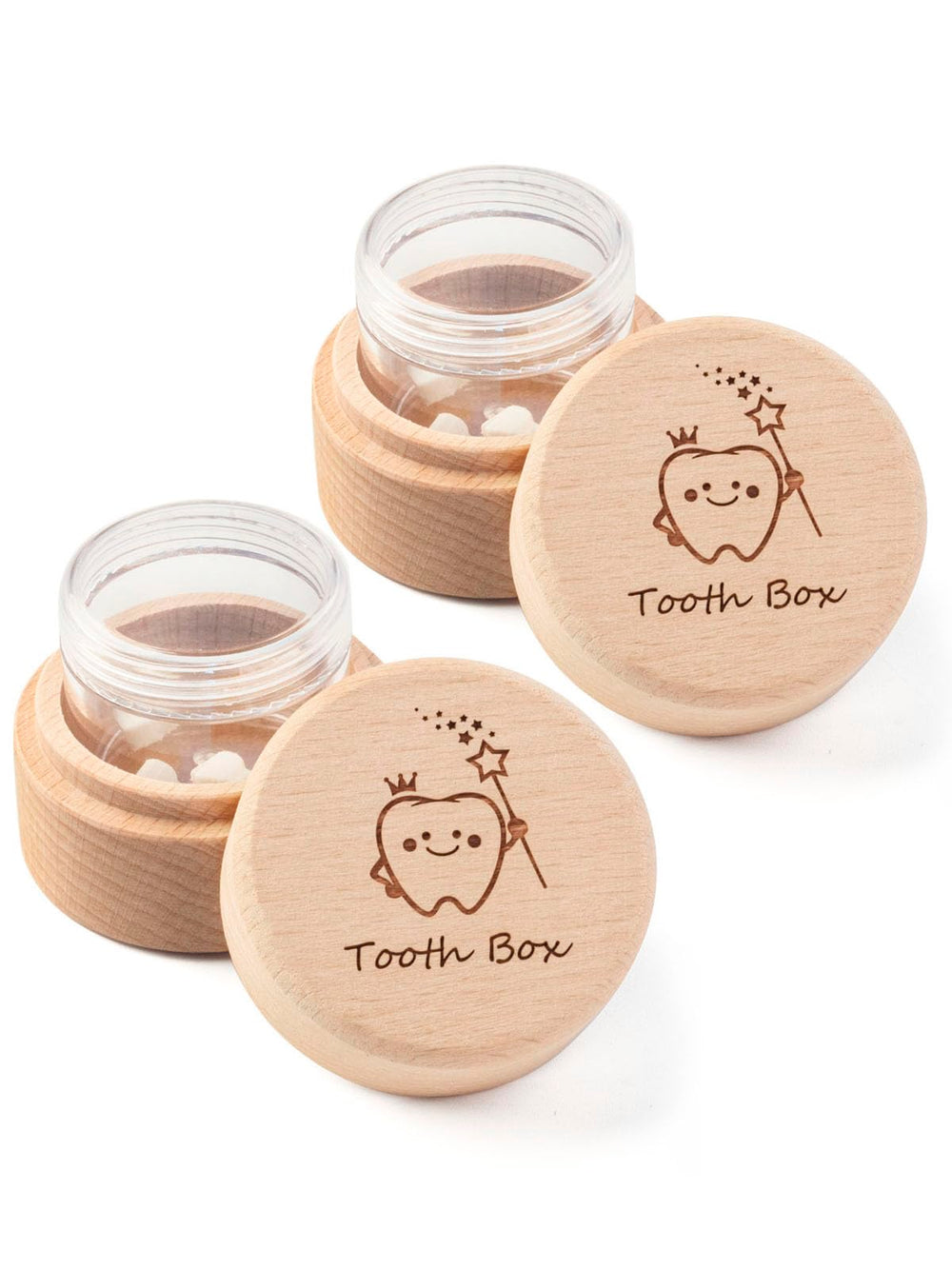 iwoohome tooth fairy box wooden lid keepsake for kids' teeth