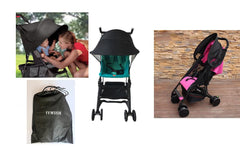 IYWISH stroller sun shade installation with buckle and hook keeps it secure on most strollers.