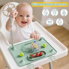 IYYI Baby Placemat detachable straps allow quick pacifier retrieval.