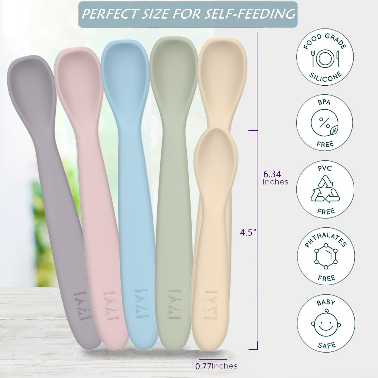 IYYI Morandi Girl design silicone baby spoons for playful meals.