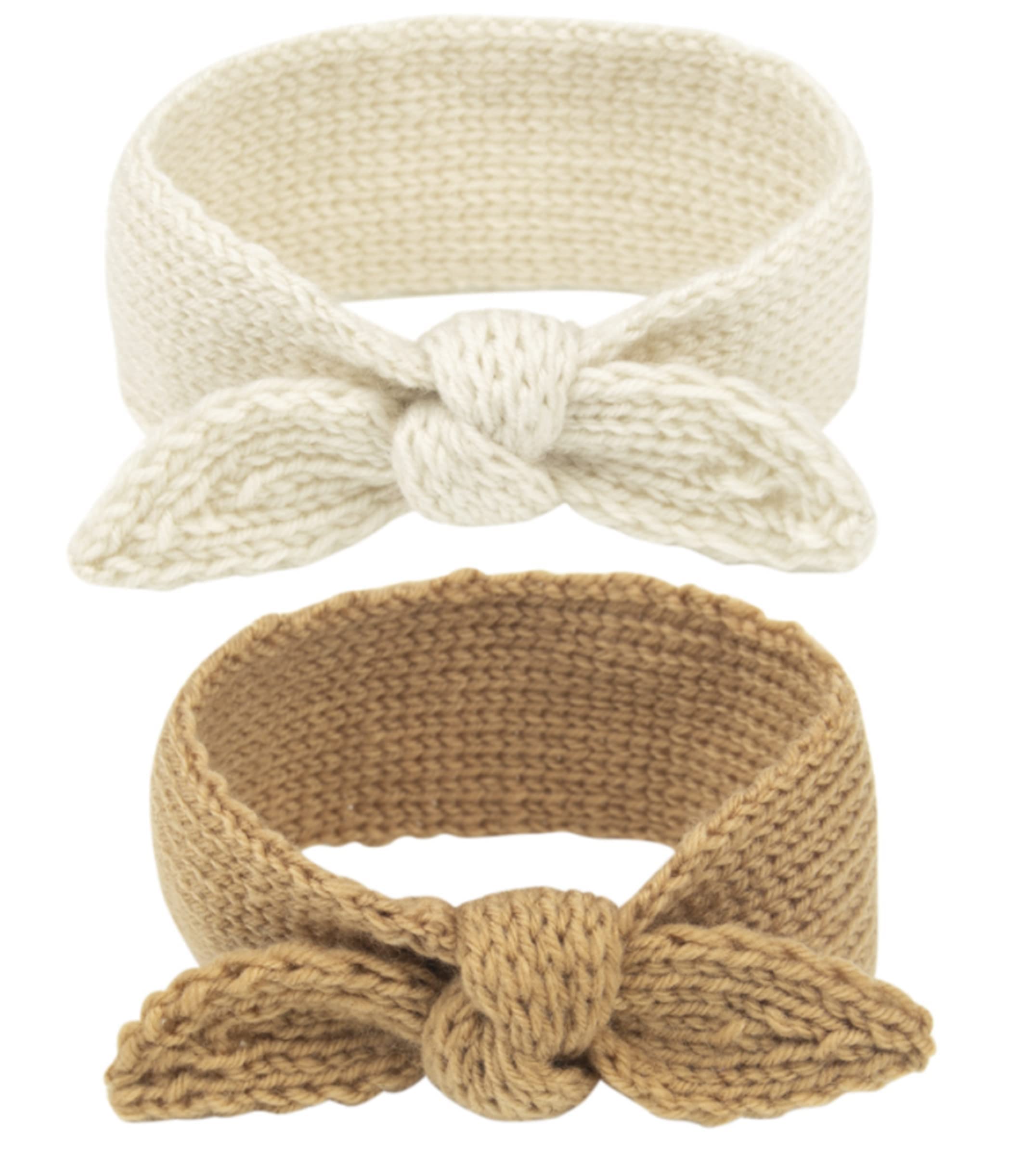 IZUS Turban Headband camel closeup shows soft knit ideal for newborn and toddler wear