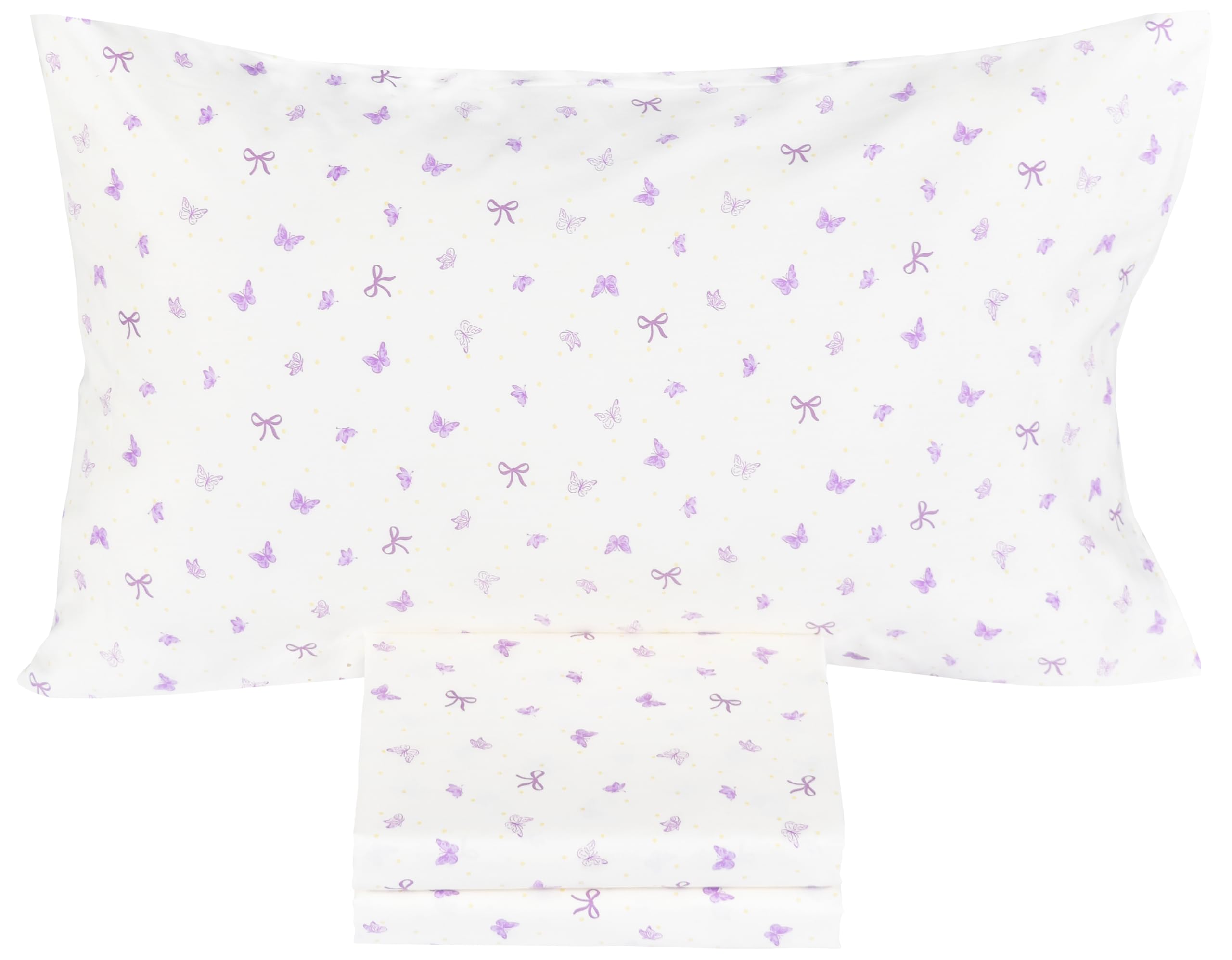 J-pinno Butterfly Bowknot Purple bow on soft cotton bedding for kids