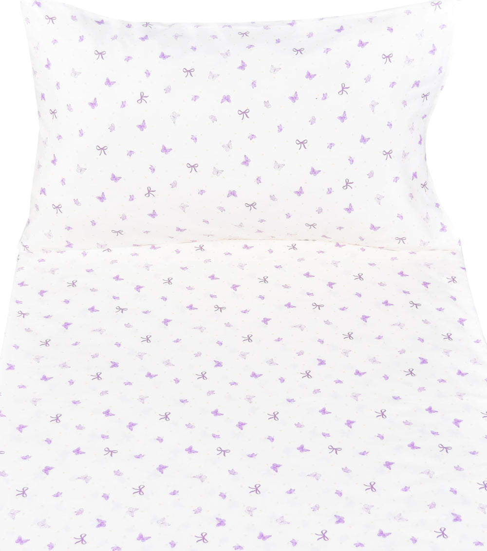 J-pinno Butterfly Bowknot Purple fitted sheet with snug pocket for secure fit