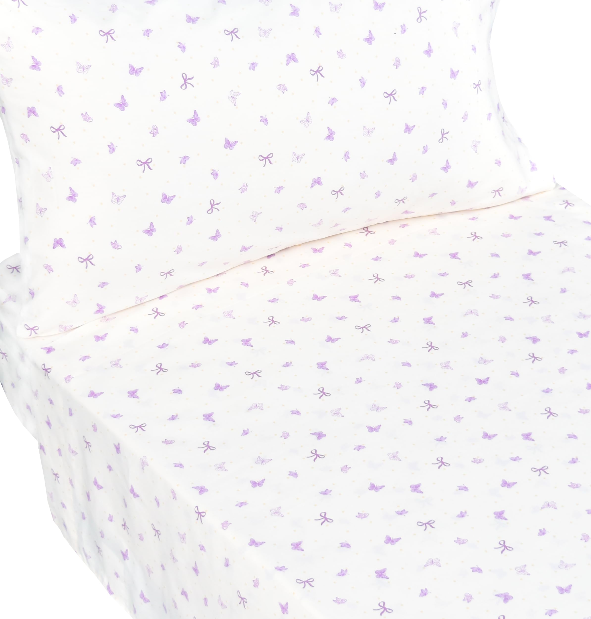 J-pinno Butterfly Bowknot Purple flat sheet in gentle breathable cotton