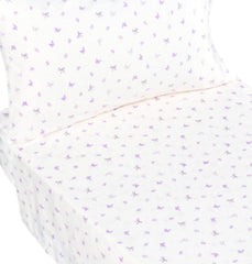J-pinno Butterfly Bowknot Purple flat sheet in gentle breathable cotton