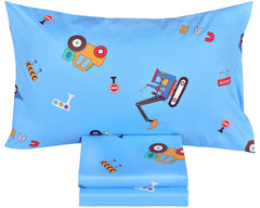 J-pinno Cars Vehicles Digger fitted sheet with elastic edges for a snug fit.