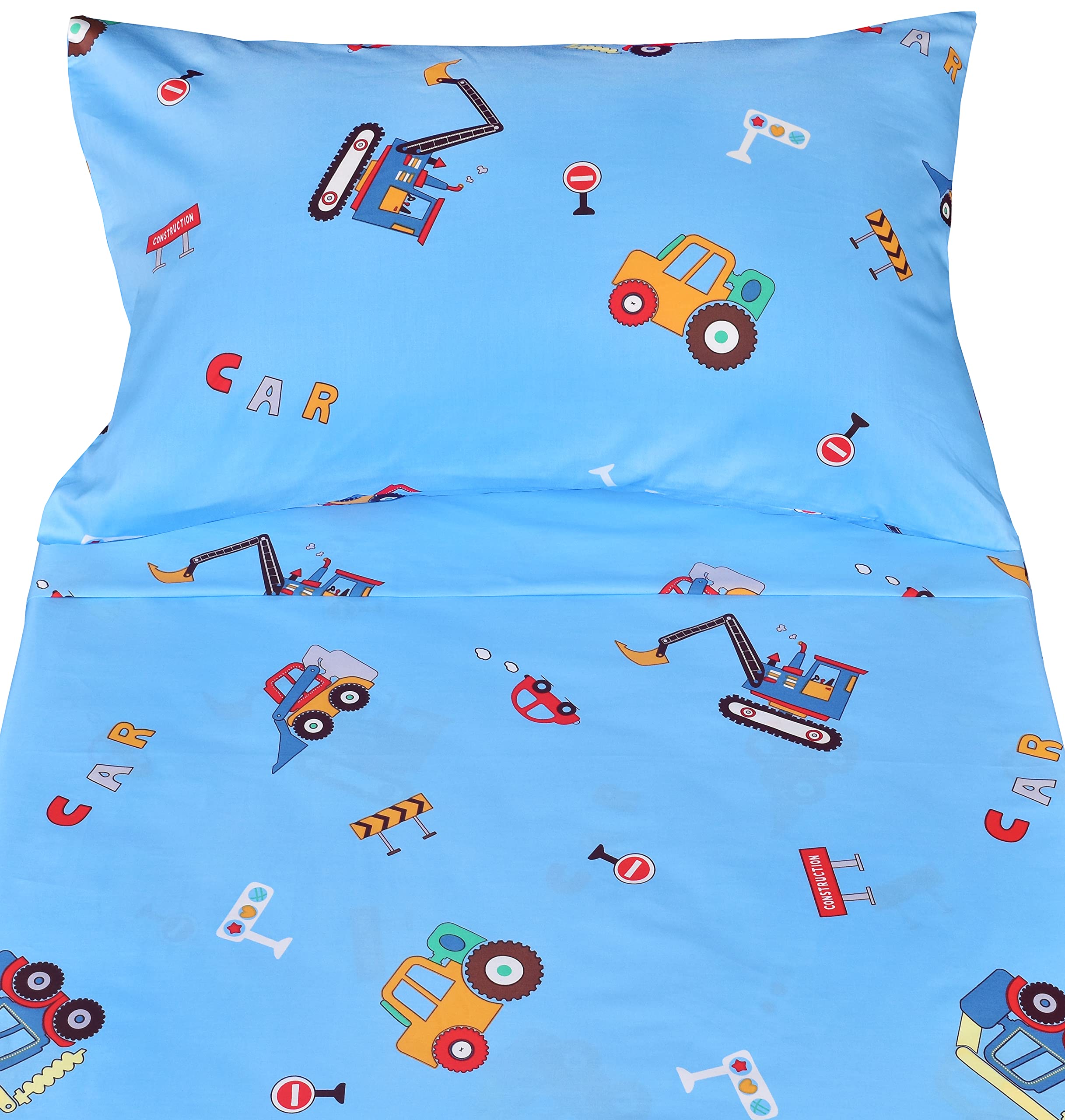 J-pinno Cars Vehicles Digger pillowcase adds soft comfort for bedtime.