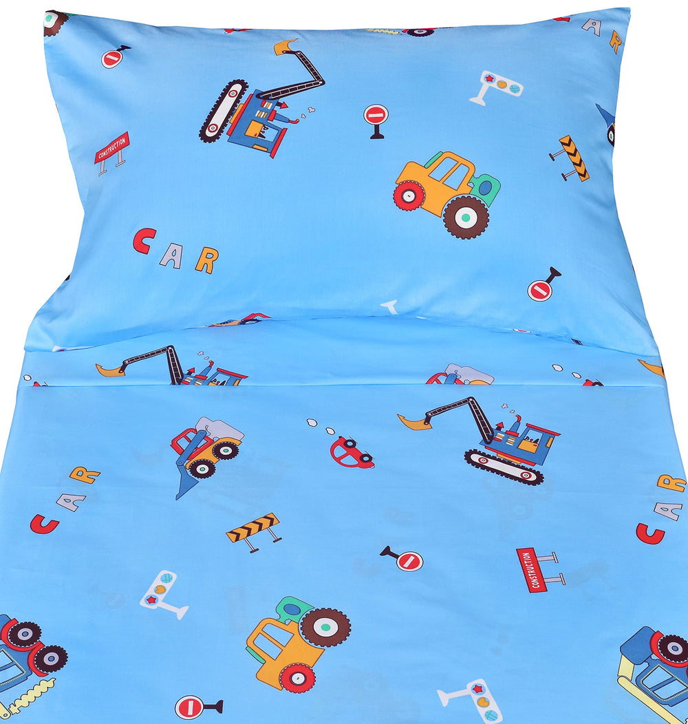J-pinno Cars Vehicles Digger pillowcase adds soft comfort for bedtime.