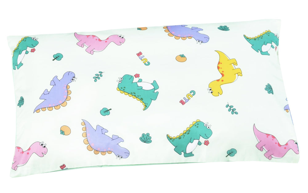 J-pinno Dinosaur Green kids bedroom scene with cozy bedding