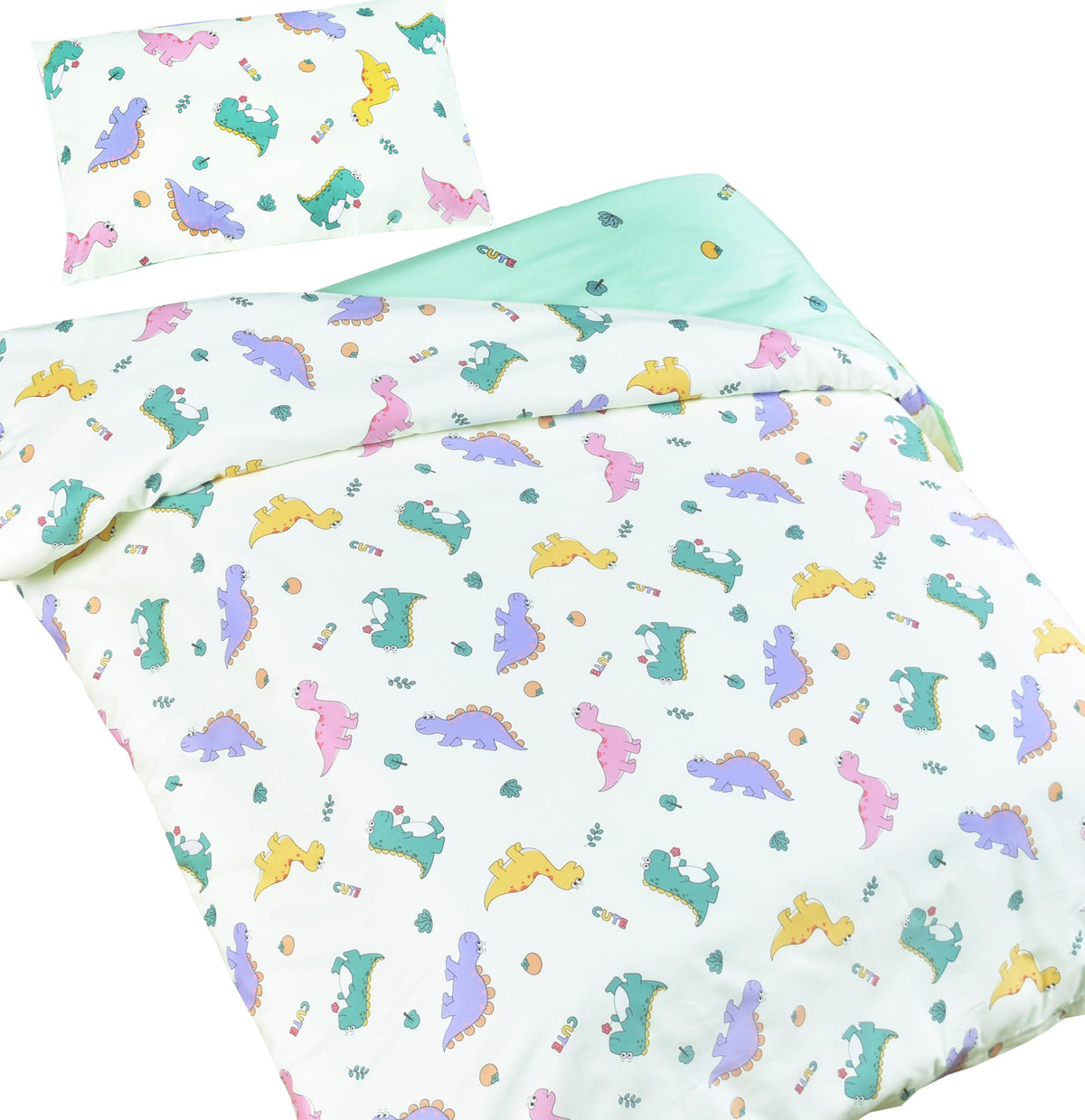 J-pinno Dinosaur Green duvet cover 47x59 fabric detail for soft, durable bedding