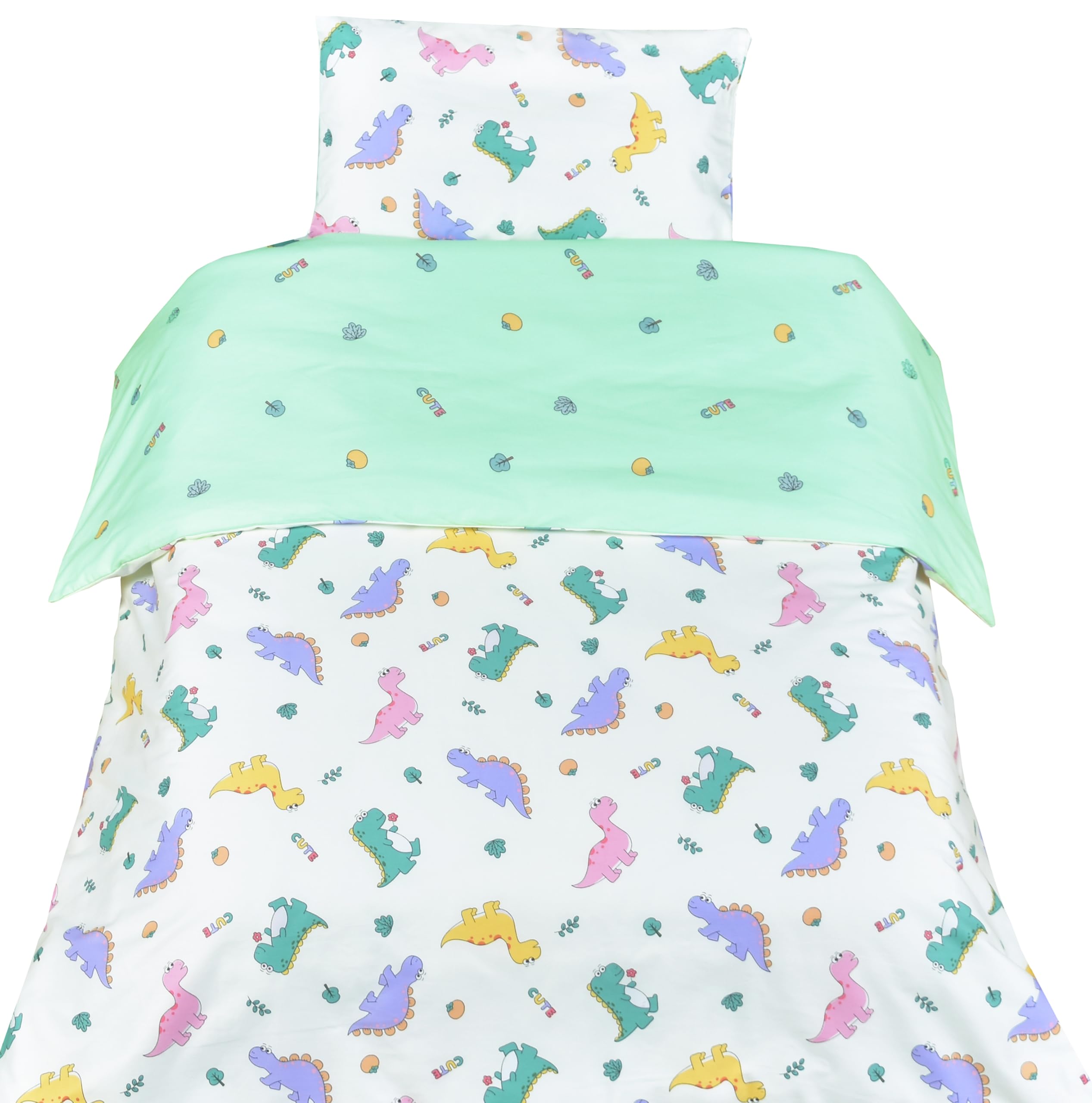 J-pinno Dinosaur Green pillowcase with envelope closure