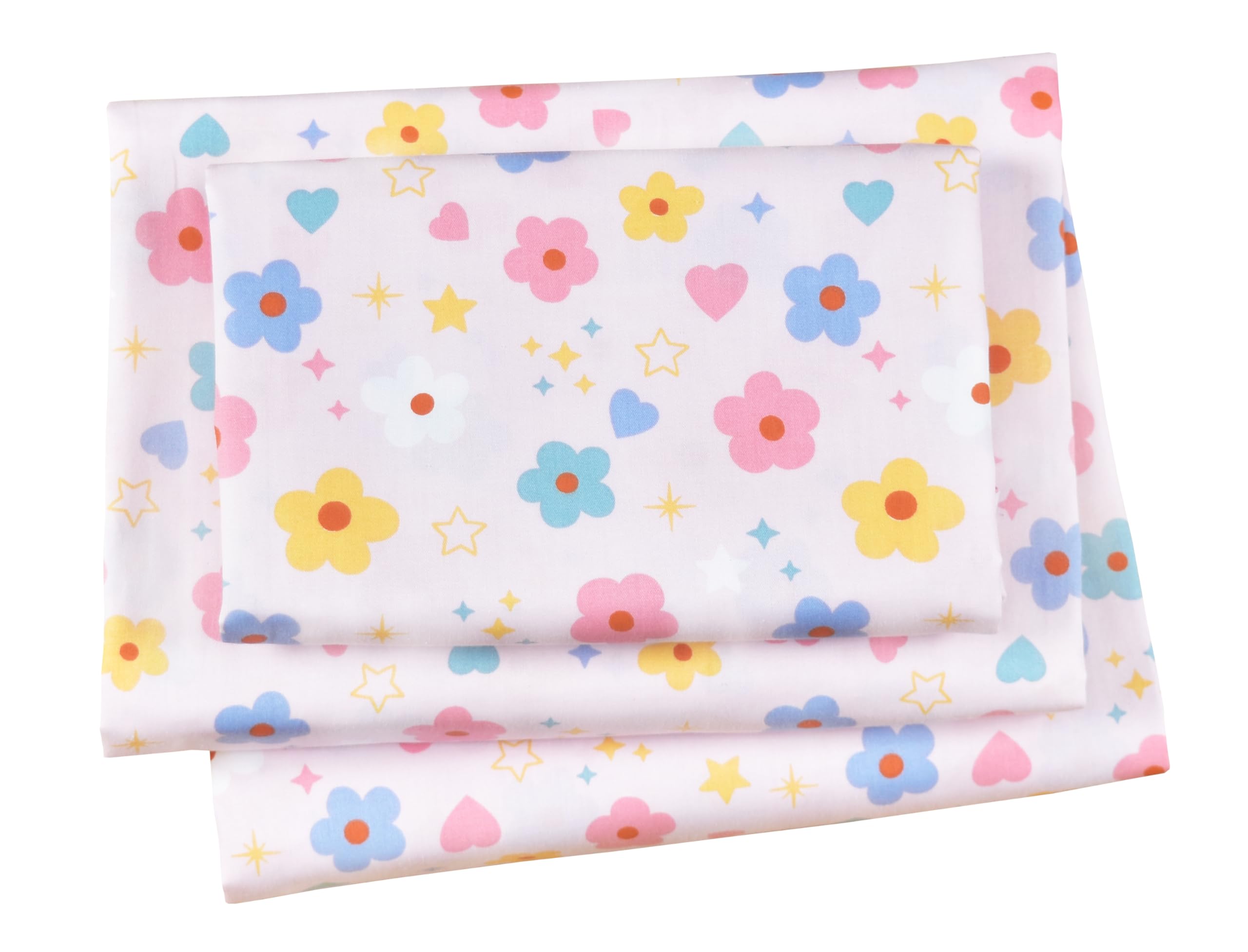 J-pinno pink flowers stars hearts bed sheets set for kids' cozy sleep