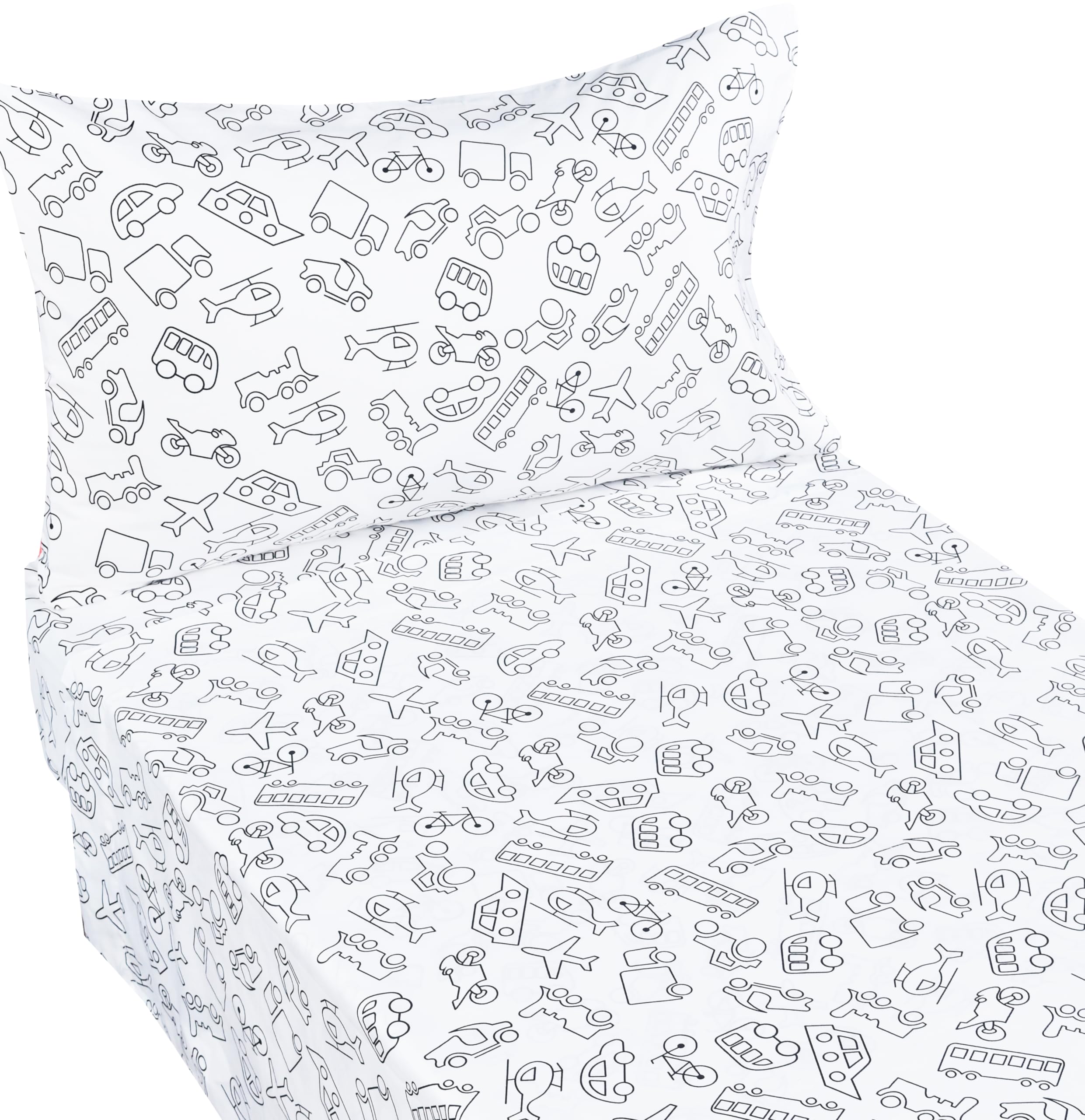 J-pinno transport cars print engages kids during bedtime