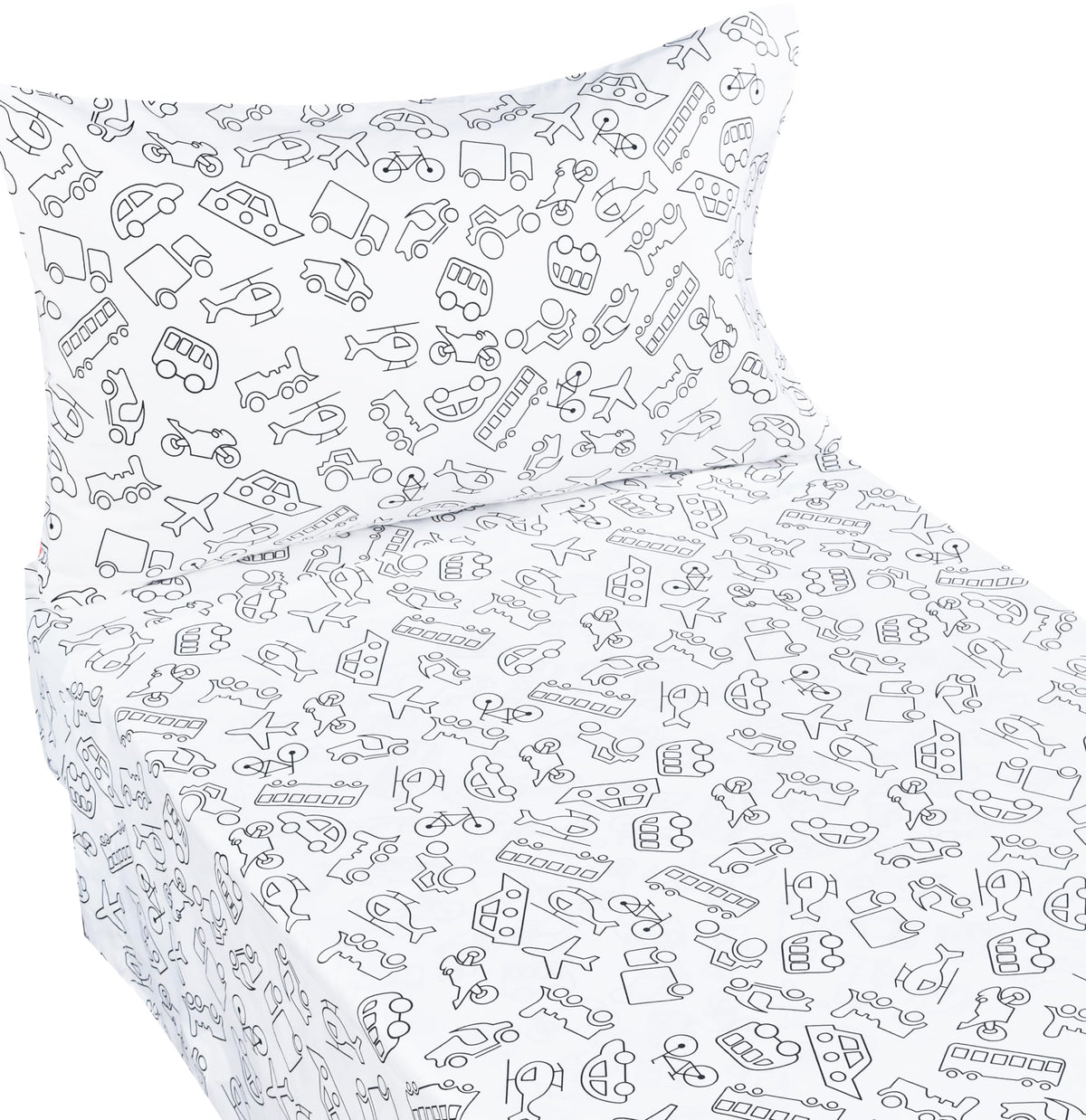 J-pinno transport cars print engages kids during bedtime