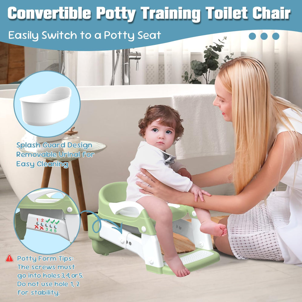 Jabaka Circle potty seat folded for compact green storage shows portability.