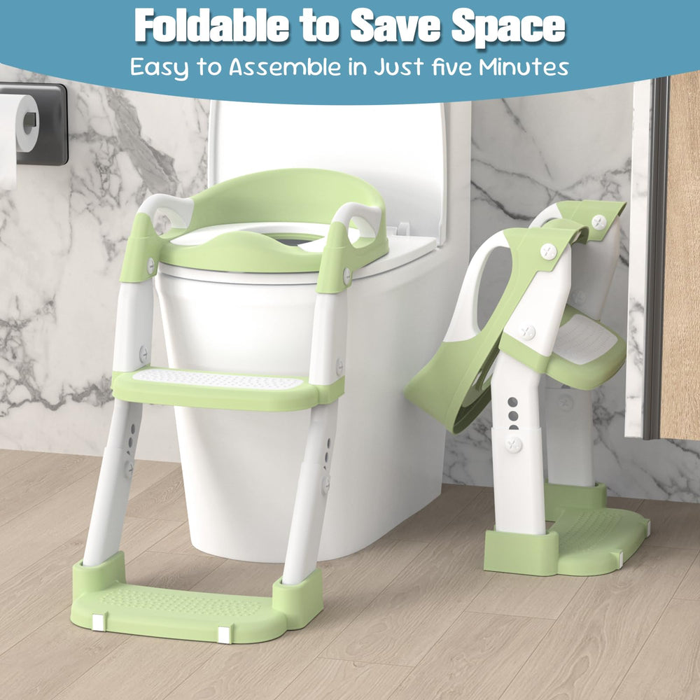 Jabaka Circle potty seat handles green closeup highlights secure grip and safety.