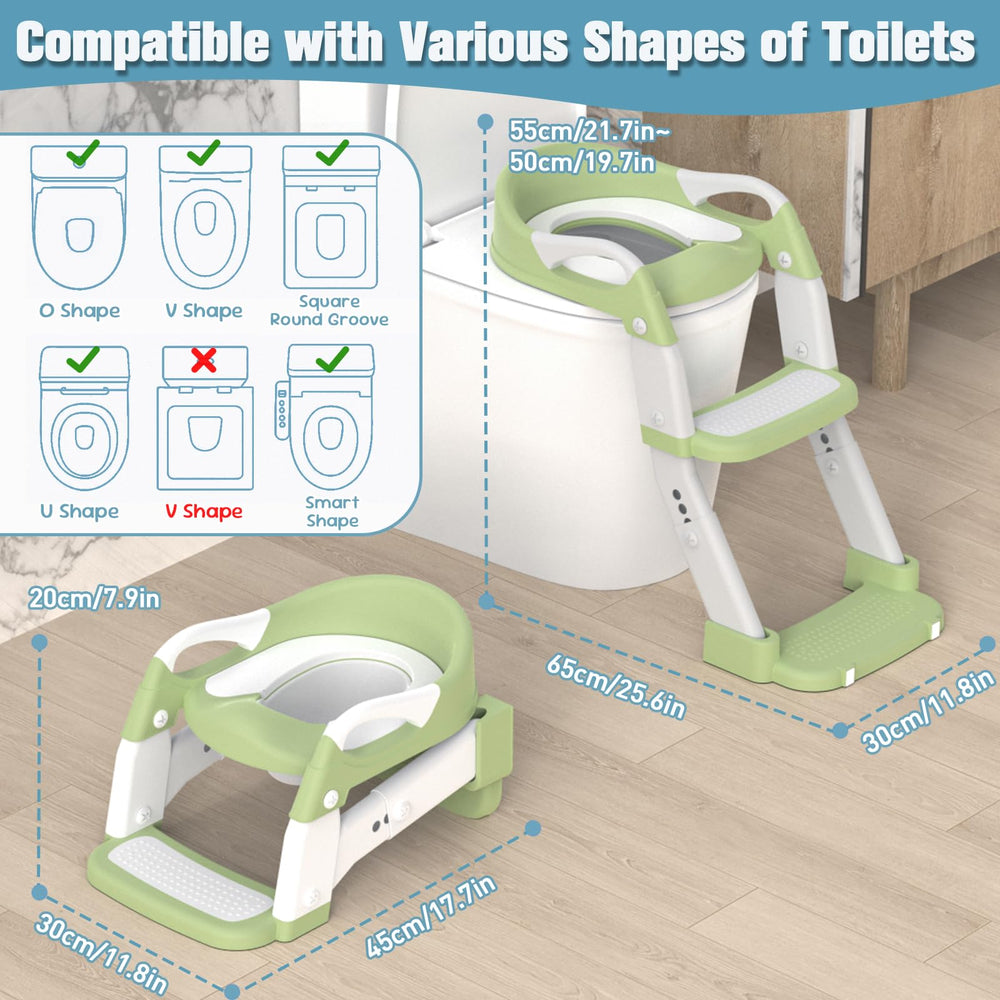 Jabaka Circle potty seat non-slip base green closeup shows stability during training.