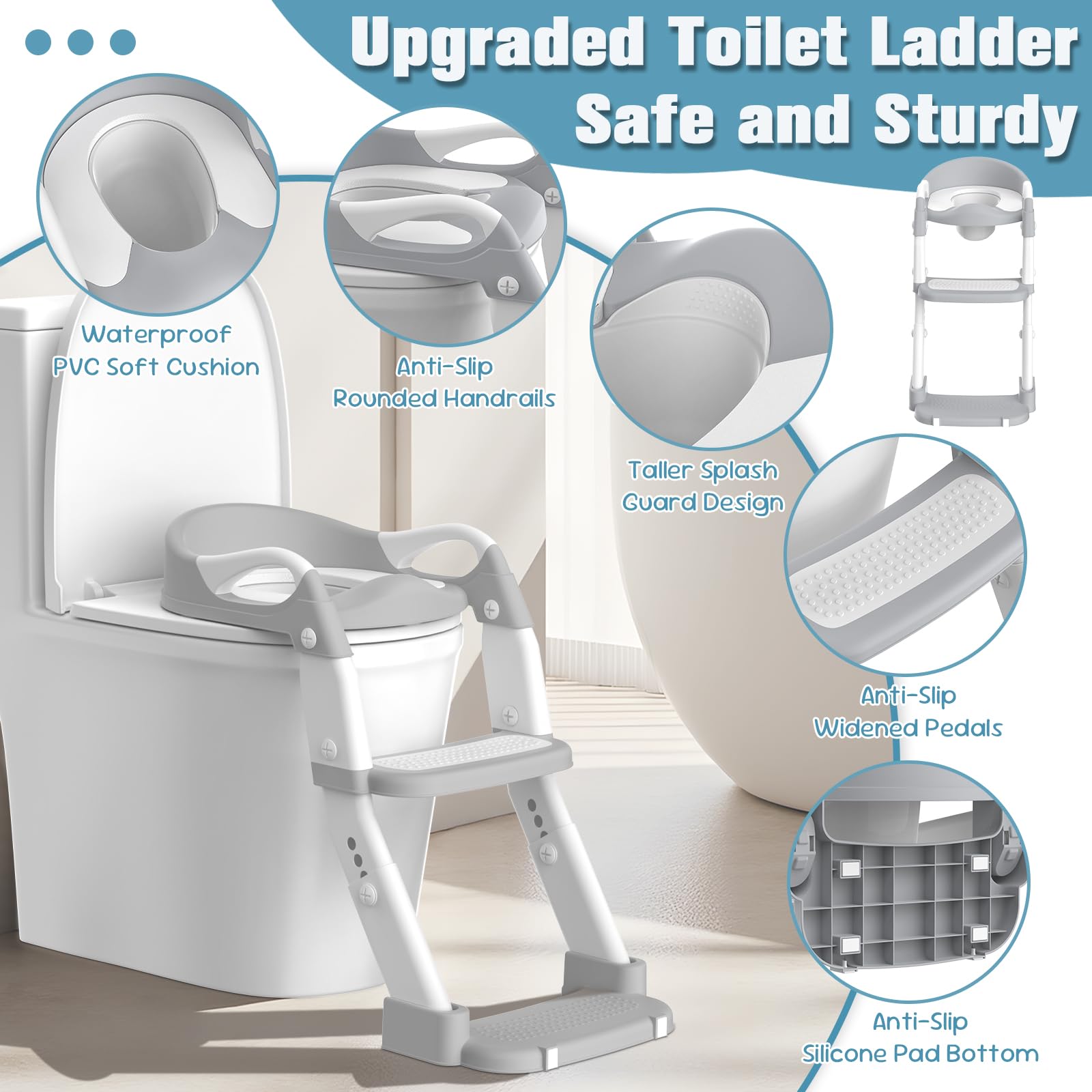 Jabaka Circle Potty Seat with removable urinal for quick cleanup.