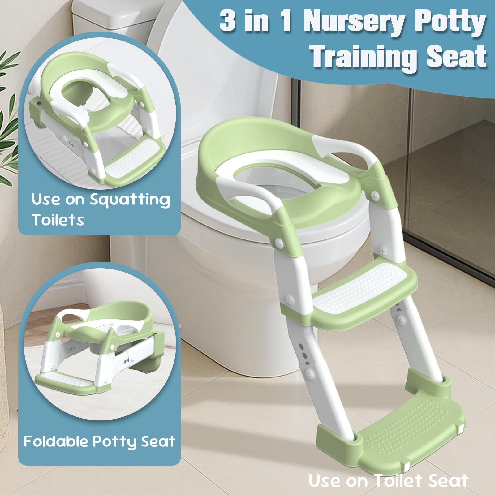 Jabaka Circle potty seat splash guard green demonstrates splash resistance and easy cleanup.