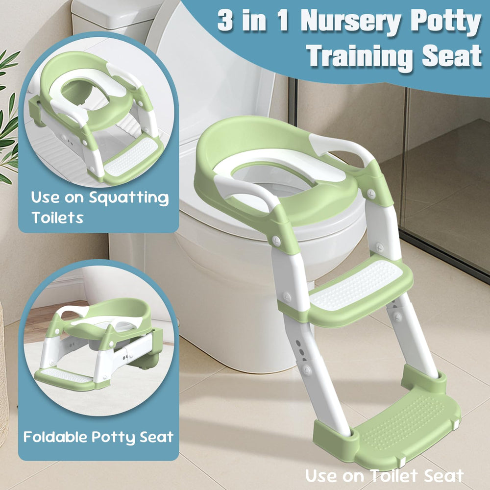 Jabaka Circle potty seat splash guard green demonstrates splash resistance and easy cleanup.