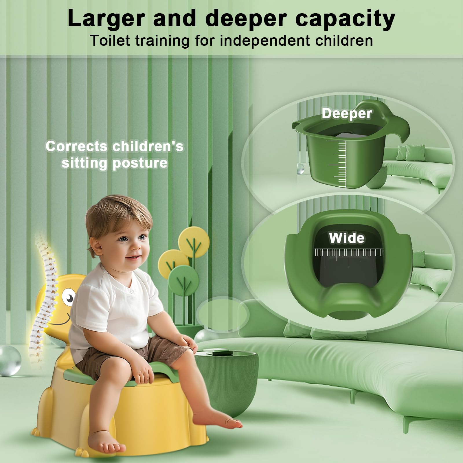 Jabaka Circle Potty yellow splash guard minimizes mess for cleaner bathrooms.