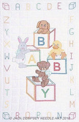 Jack Dempsey Needle Art Baby Blocks Crib Quilt Top front view, easy preprinted embroidery