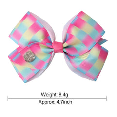 Jadalife 5in large hair bows detail shows premium grosgrain texture and shine.