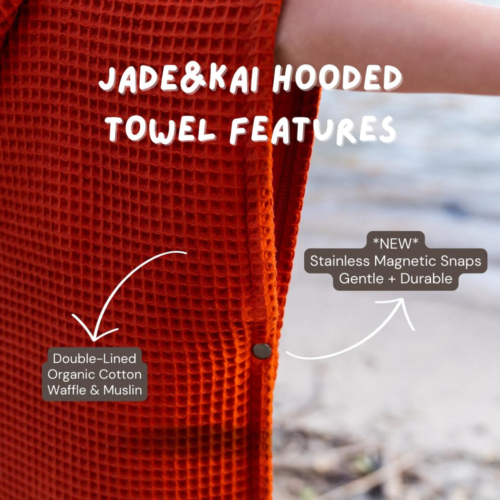 Jade&Kai hooded towel hood close-up shows soft breathable fabric