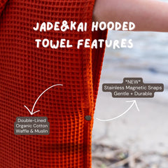 Jade&Kai hooded towel hood close-up shows soft breathable fabric
