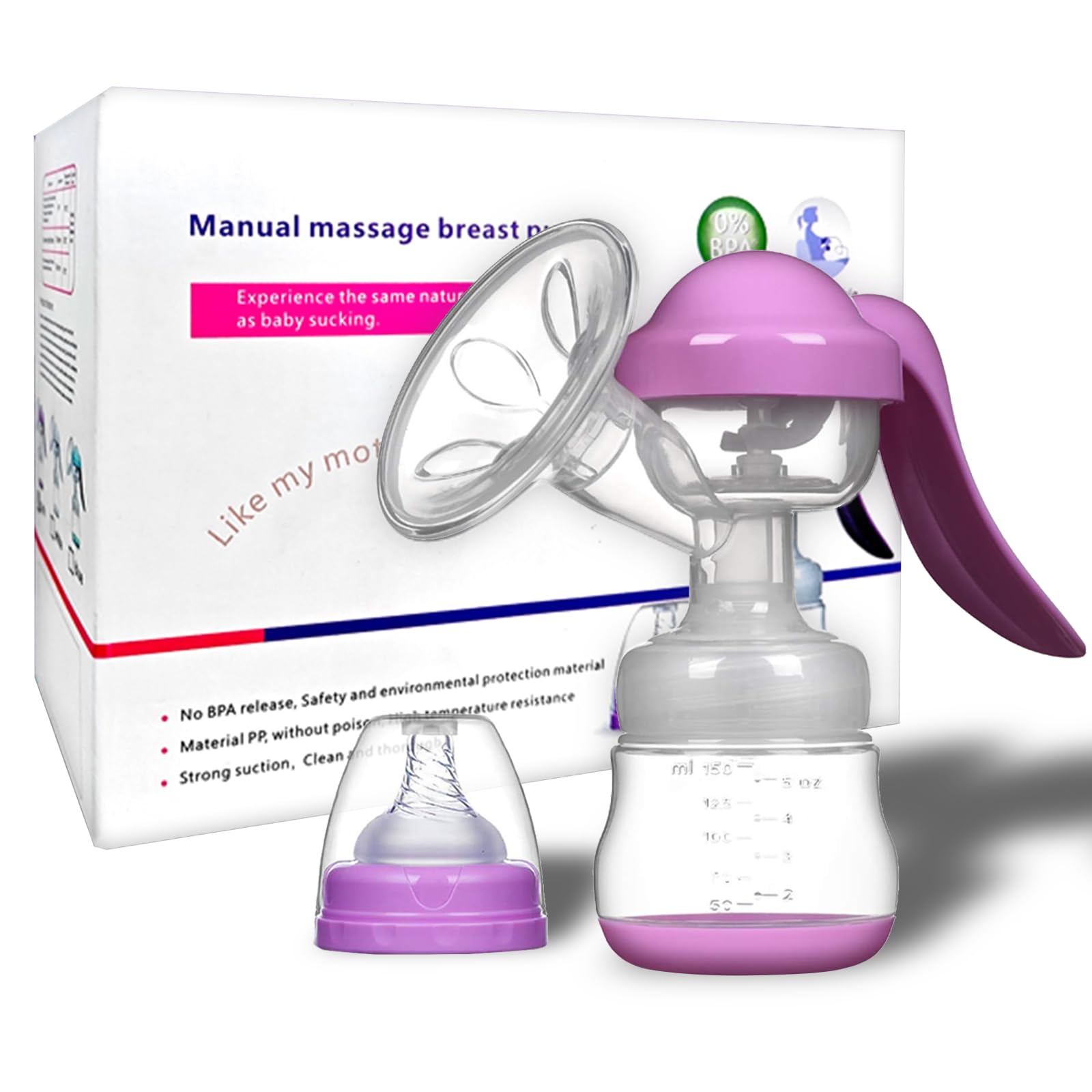 JADE KIT manual breast pump with ergonomic handle for comfortable pumping sessions