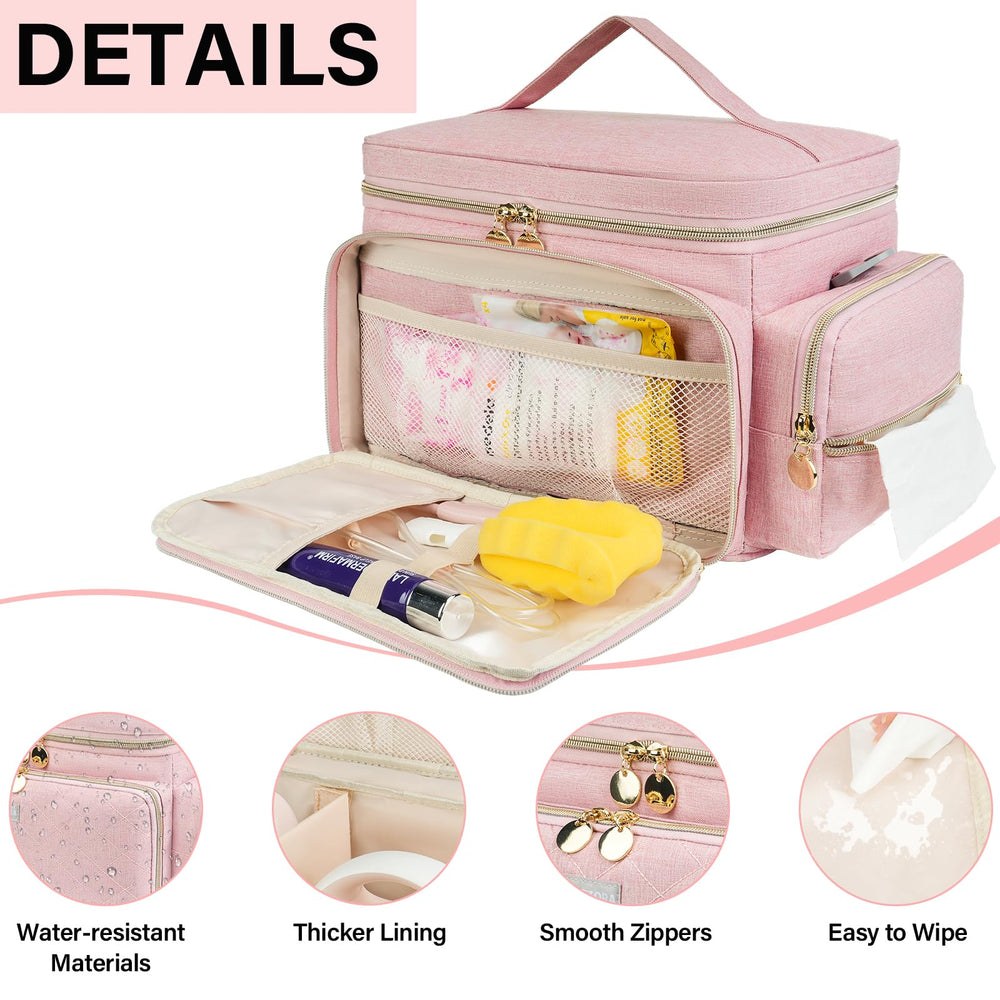 Jaffzora breast pump bag multiple pockets enable easy storage of attachments.