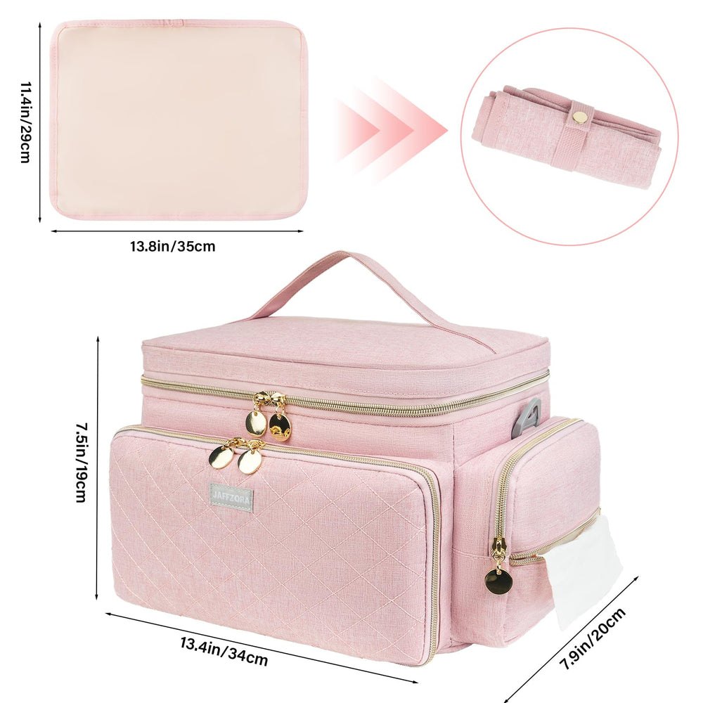 Jaffzora breast pump bag travel-ready design fits in luggage.