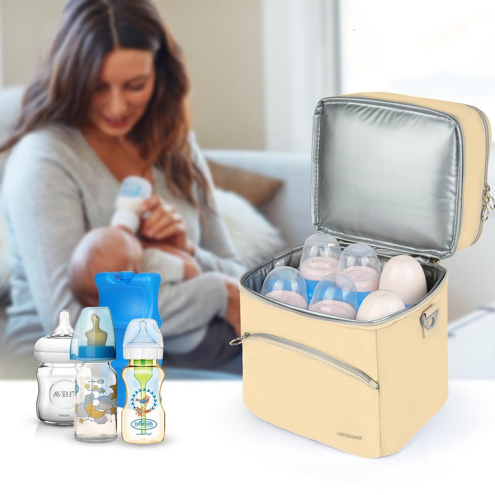 Jaffzora cooler bag attaches to a stroller for hands-free travel