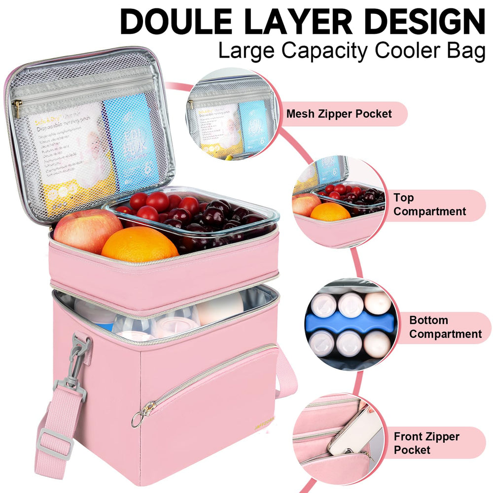 Jaffzora breastmilk cooler bag bottom holds six nine-ounce bottles securely.