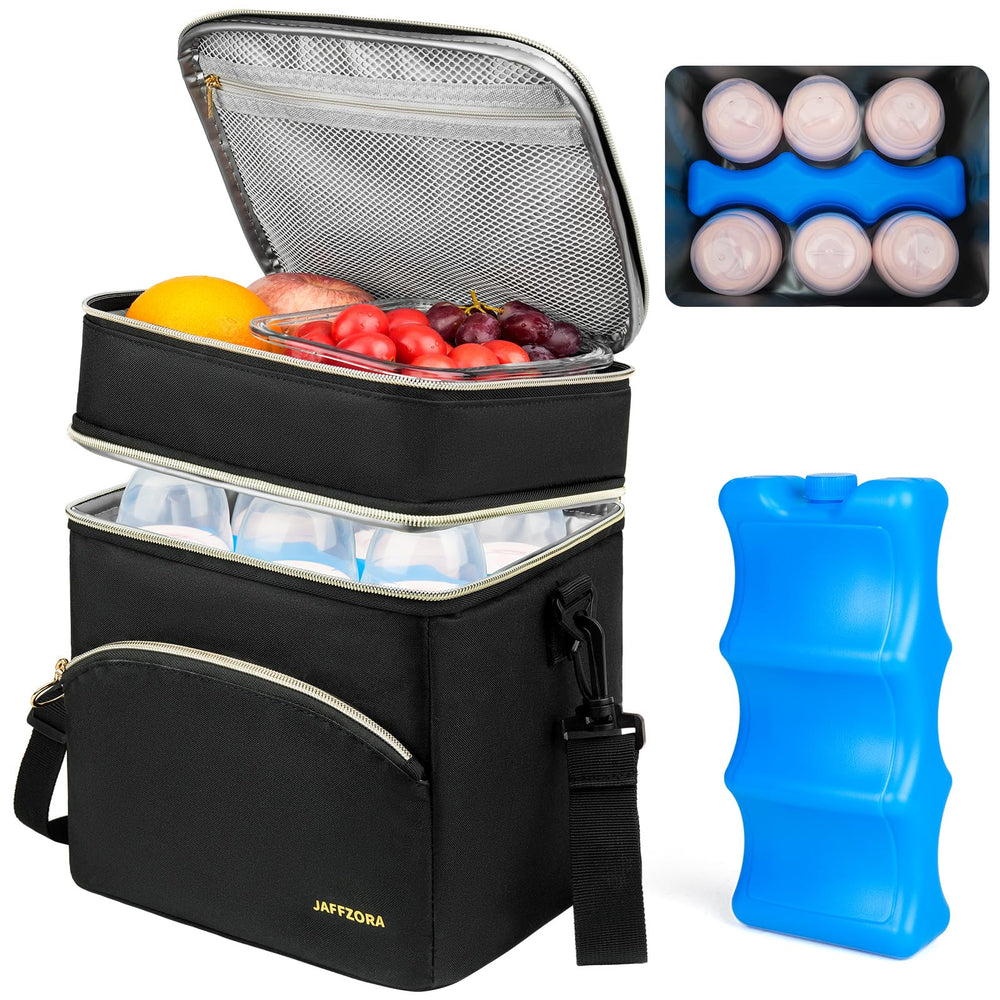 Jaffzora breastmilk cooler bag top compartment keeps contents organized and cool on the go