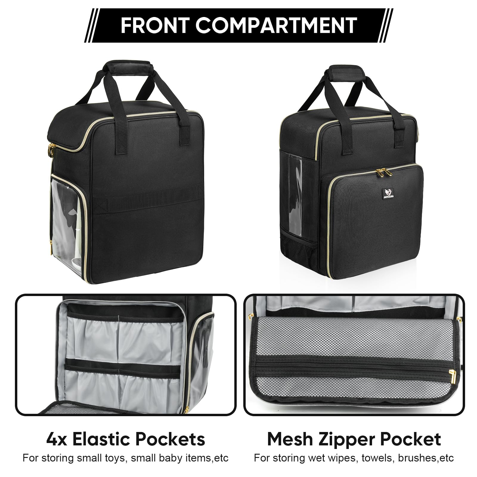 Jaffzora carrying case bottom-mesh-pocket keeps accessories neatly organized